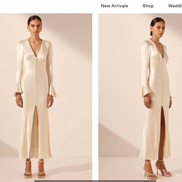 NEW Shona Joy La Lune Frill Cuff Bias Midi Dress - Picture 5 of 10